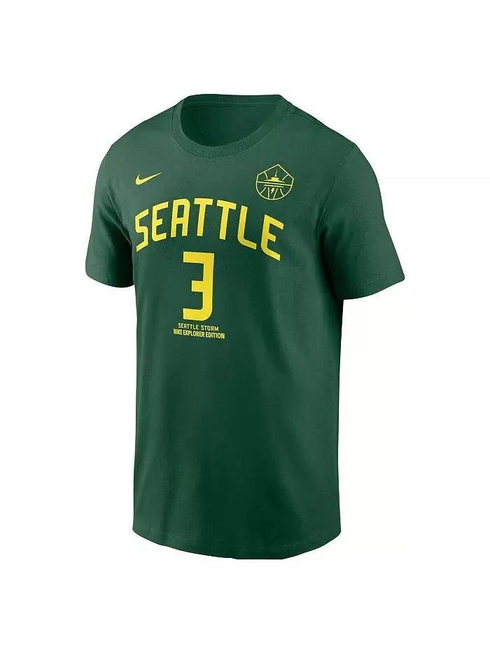 Мужская и женская футболка Nneka Ogwumike Green Seattle Storm Explorer Edition с именем и номером — изображение 3 из 3