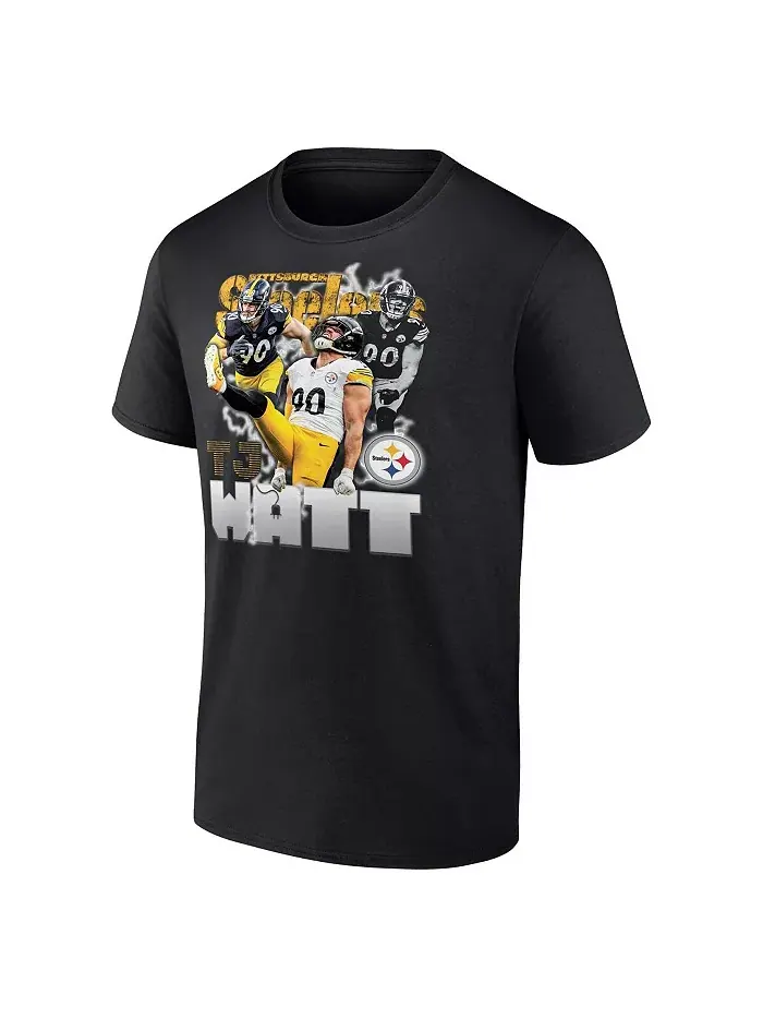 Мужская футболка с графическим принтом T.J. Watt Pittsburgh Steelers "Notorious Player" в черном — изображение 2 из 4