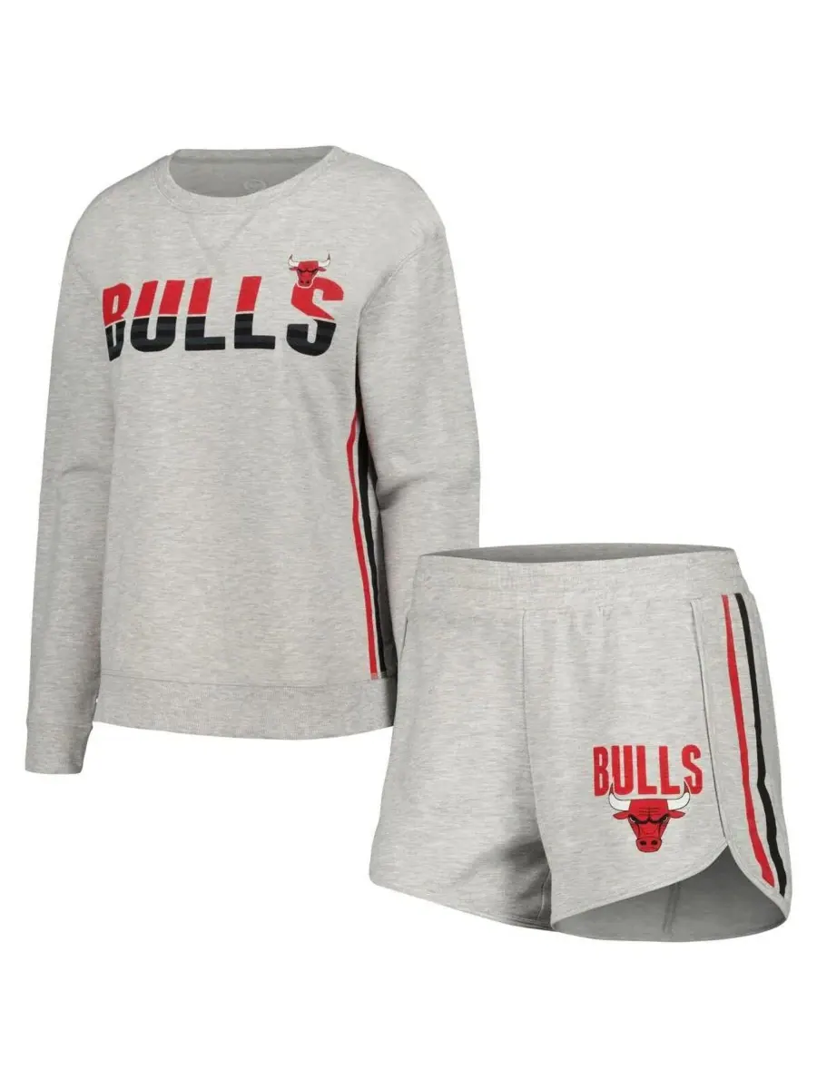 Concepts Sport Женский серый комплект для сна Chicago Bulls: футболка с длинными рукавами цвета — изображение 1 из 4