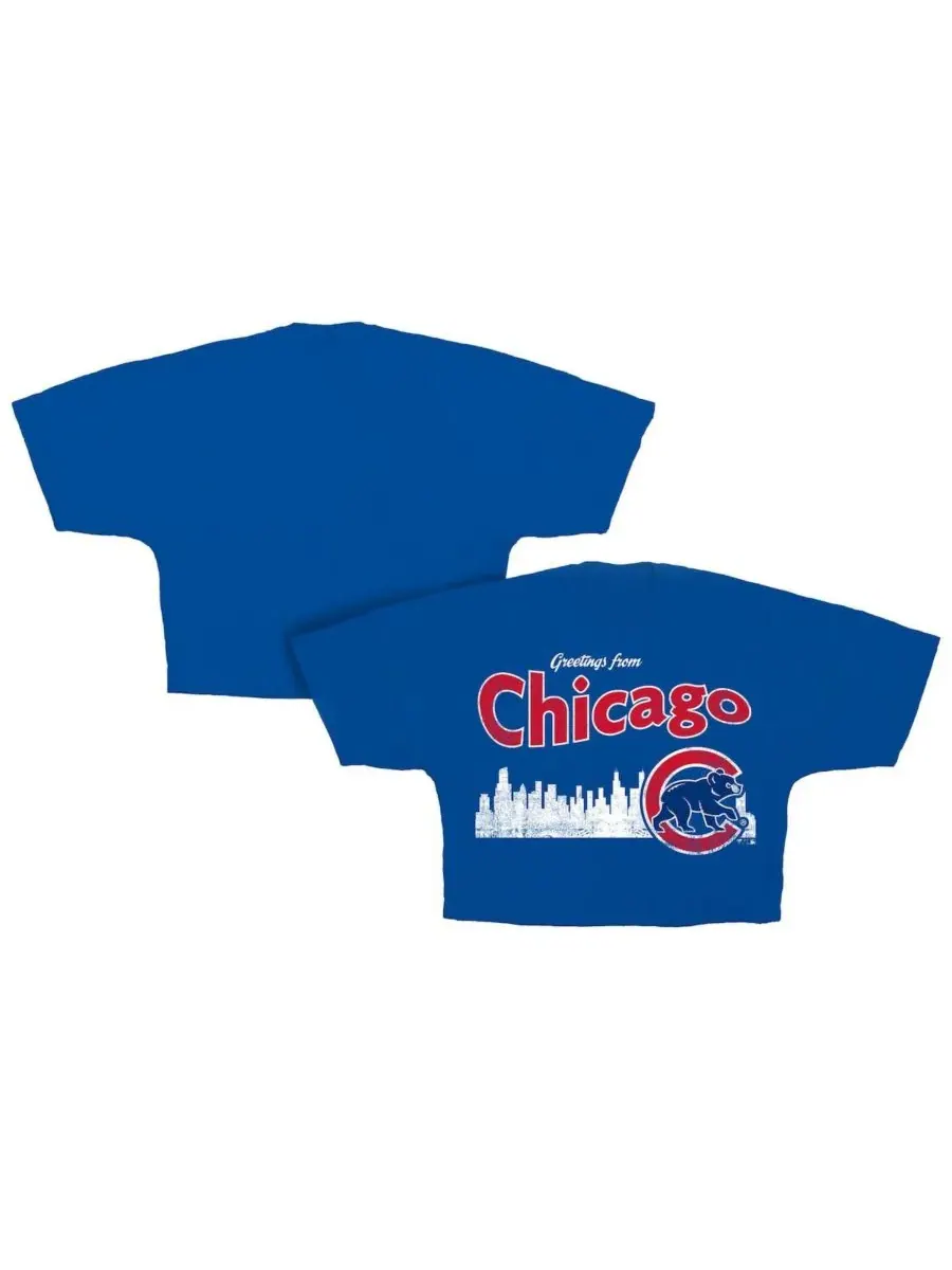 Женская укороченная футболка Royal Chicago Cubs Skyline Fanatics — изображение 1 из 3, королевский