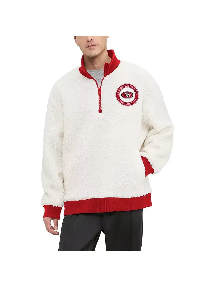 Мужская кремовая толстовка Jordan Sherpa с молнией до середины груди San Francisco 49ers Tommy