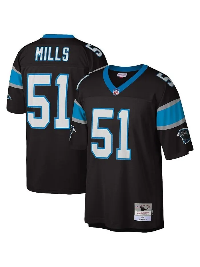 Мужская копия джерси Sam Mills Black Carolina Panthers Legacy Mitchell & Ness — изображение 1 из 1, черный