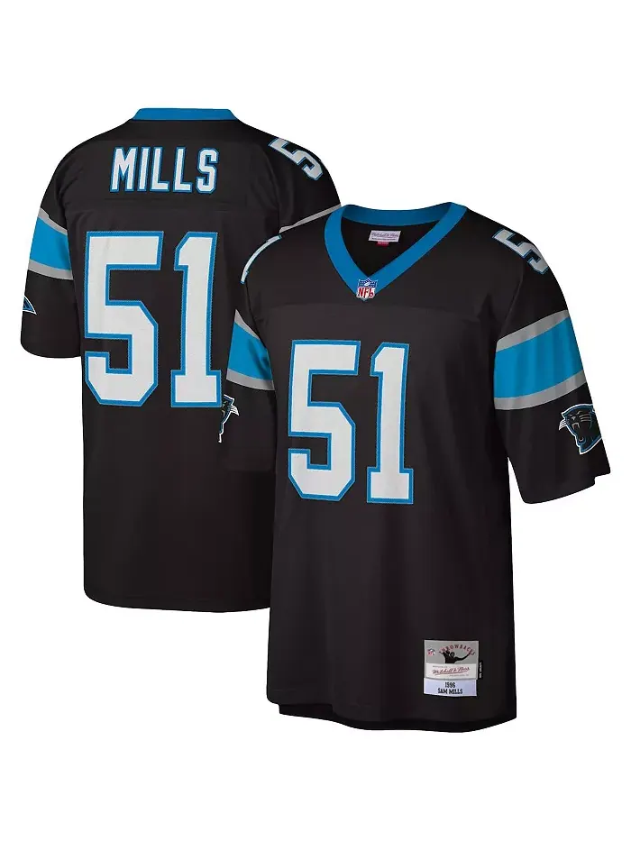 Мужская реплика джерси Sam Mills Black Carolina Panthers Legacy Mitchell & Ness — изображение 1 из 1