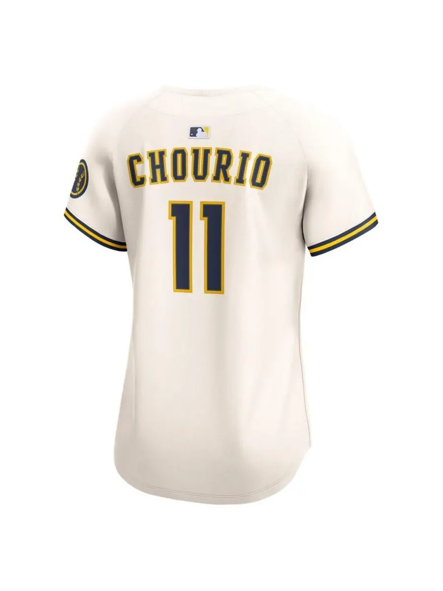 Nike Женская кремовая домашняя футболка Jackson Chourio Milwaukee Brewers, ограниченная серия — изображение 3 из 3, бежевый