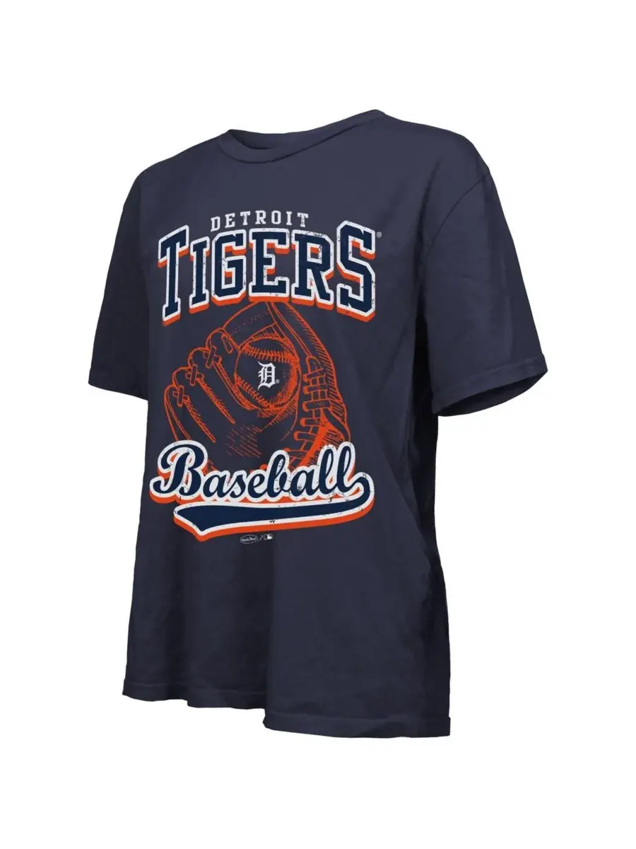 Majestic Женская темно-синяя футболка Detroit Tigers оверсайз с изображением первой базы — изображение 2 из 3, темно-синий
