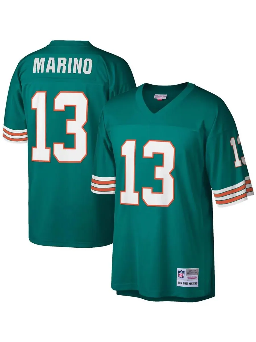 Мужская реплика футболки Miami Dolphins Legacy - Дэн Марино Mitchell & Ness — изображение 1 из 3, голубой
