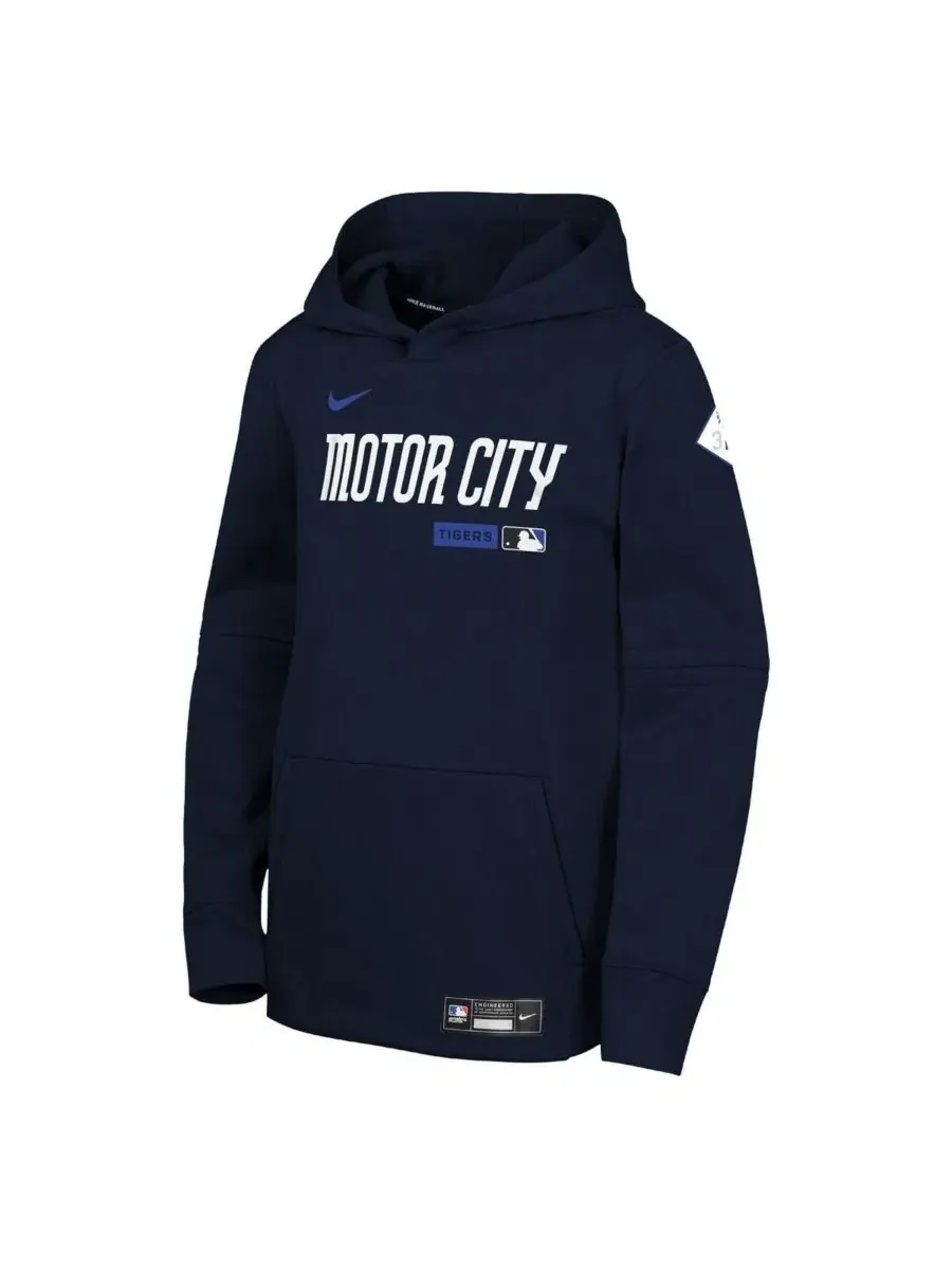 Толстовка Big Boys and Girls Navy Detroit Tigers Authentic Collection City Connect Therma-FIT — изображение 2 из 3