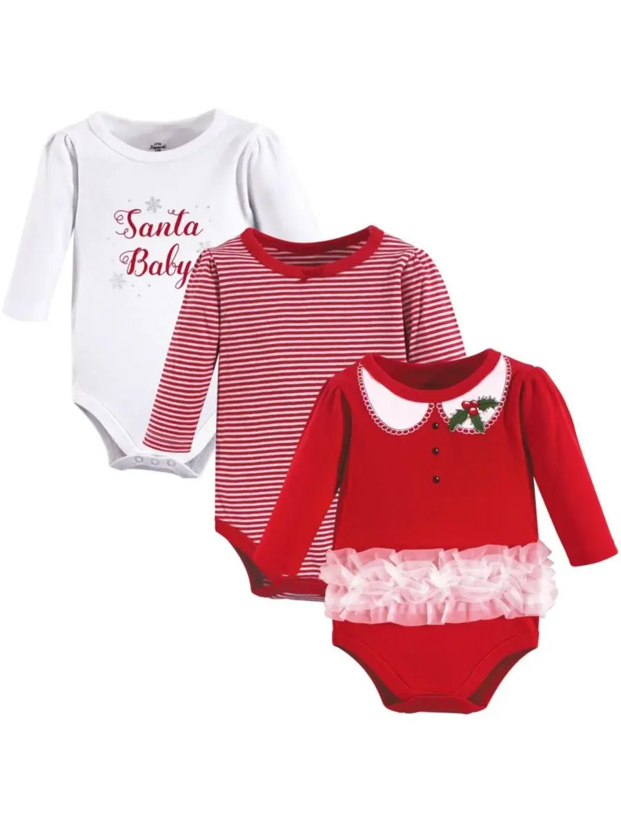 Набор из 3 боди с длинными рукавами Treasure Little Treasure, Santa Baby — без цвета