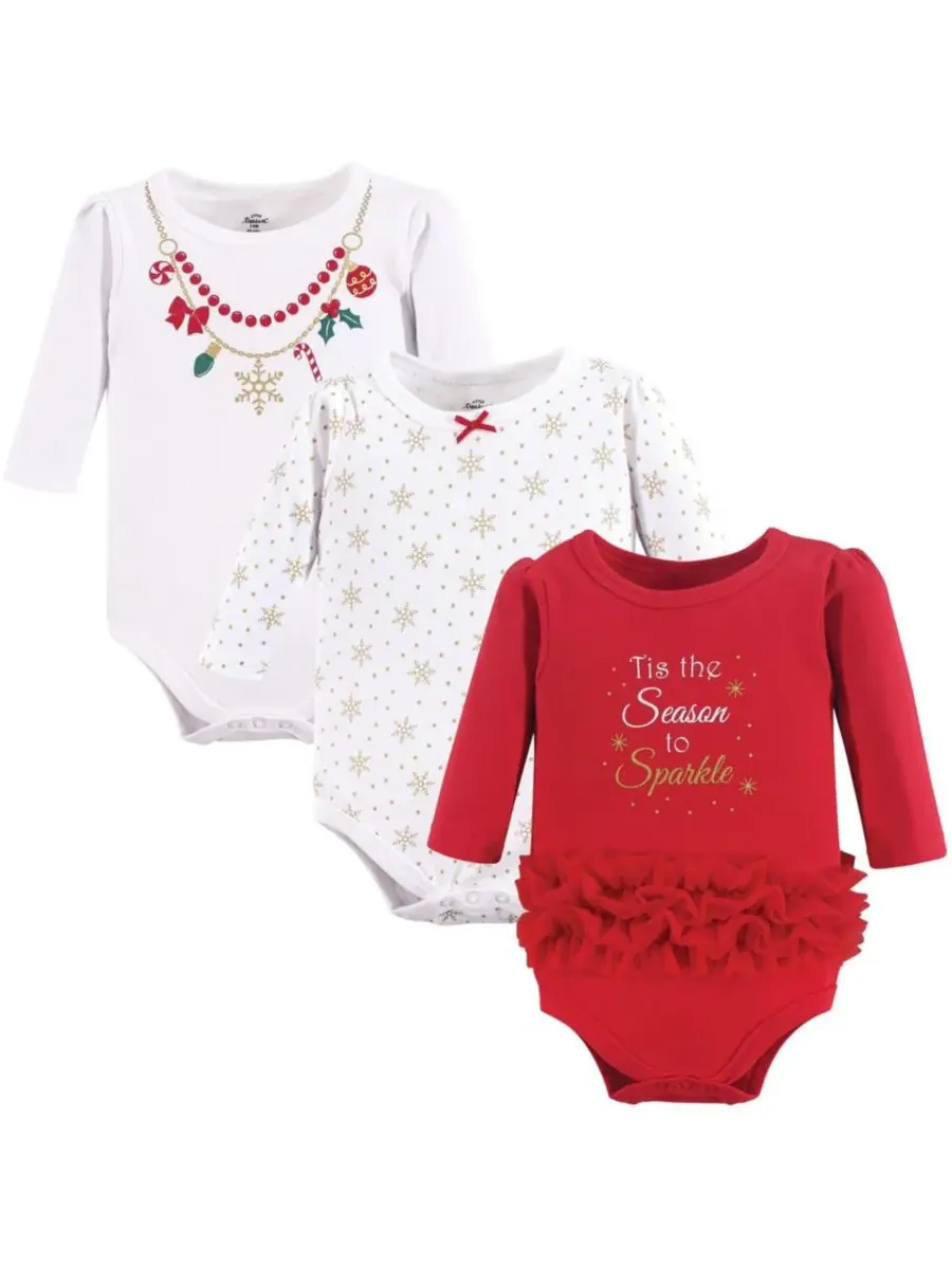 Набор из 3 боди с длинными рукавами Treasure Little Treasure, Christmas Necklace — без цвета
