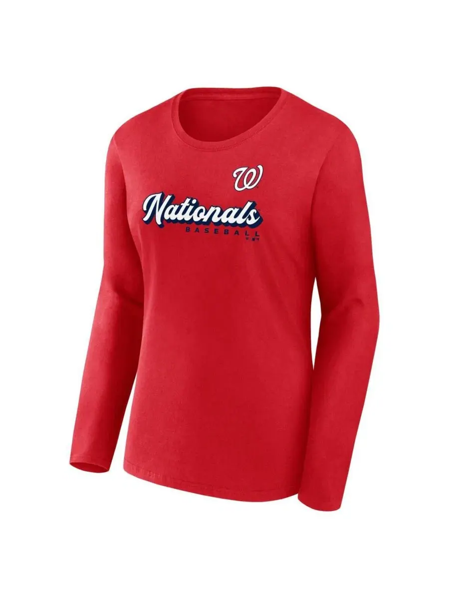 Женский красный комплект: футболка с длинными рукавами Washington Nationals Run The Bases и вязаная — изображение 2 из 4