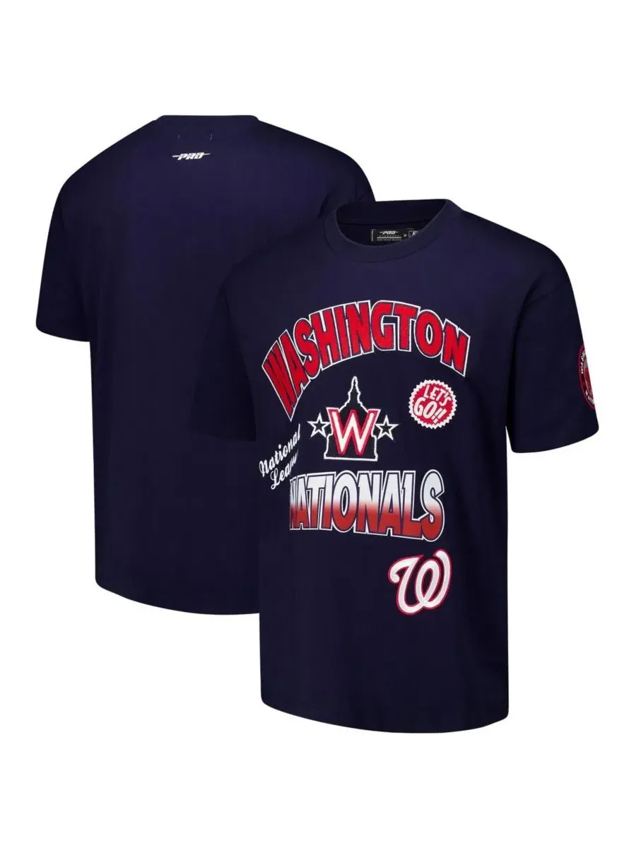 Мужская темно-синяя футболка Washington Nationals Turn It Up с приспущенными плечами Pro Standard — изображение 1 из 3