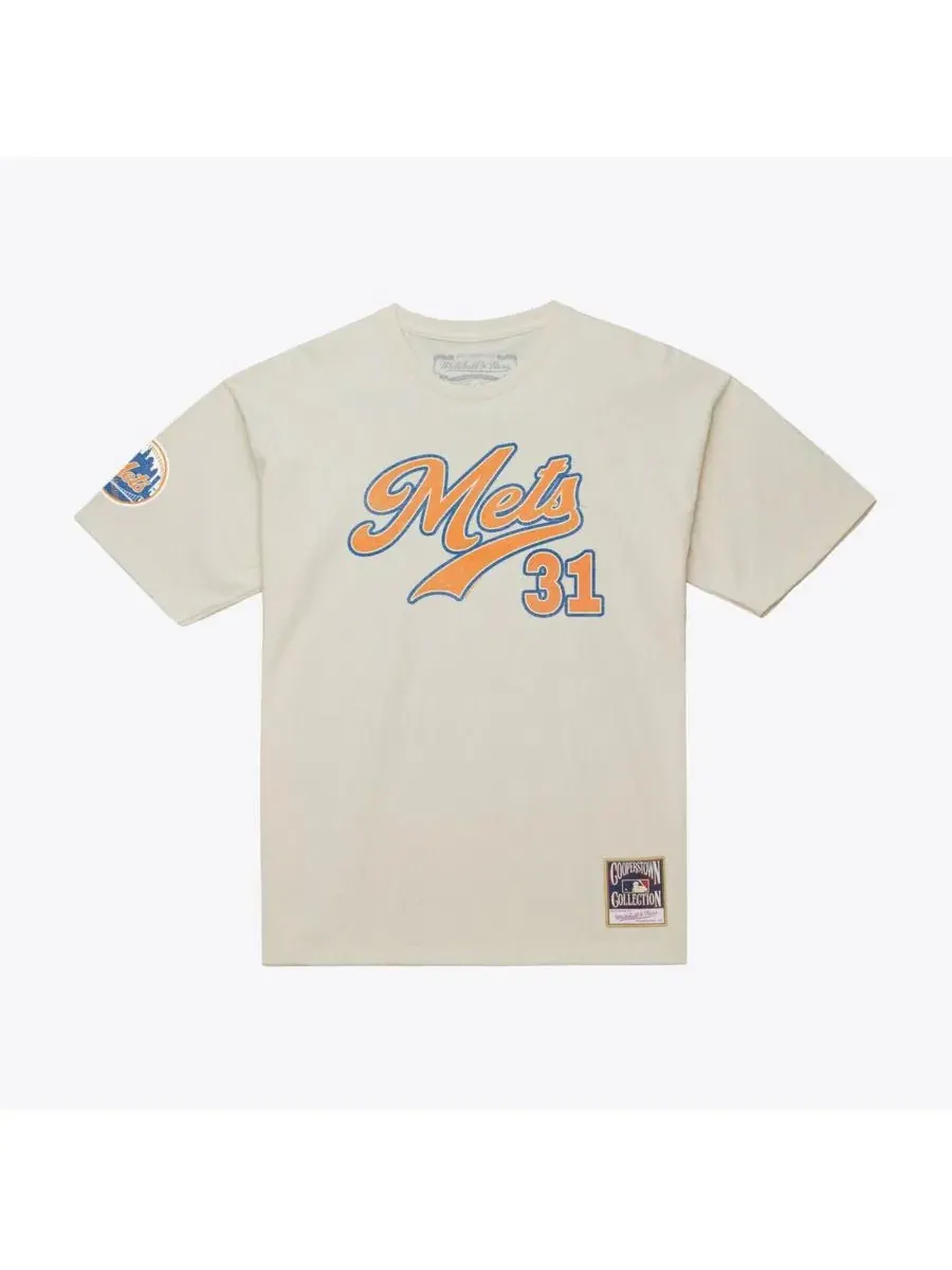 Мужская футболка Mike Piazza Cream New York Mets Cooperstown Collection Throwback с именем и — изображение 1 из 2, бежевый