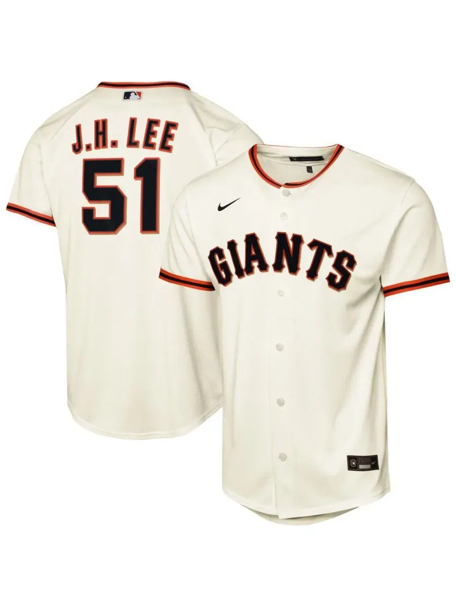 Детская футболка-реплика домашней формы команды San Francisco Giants, которую носит Чон Ху Ли