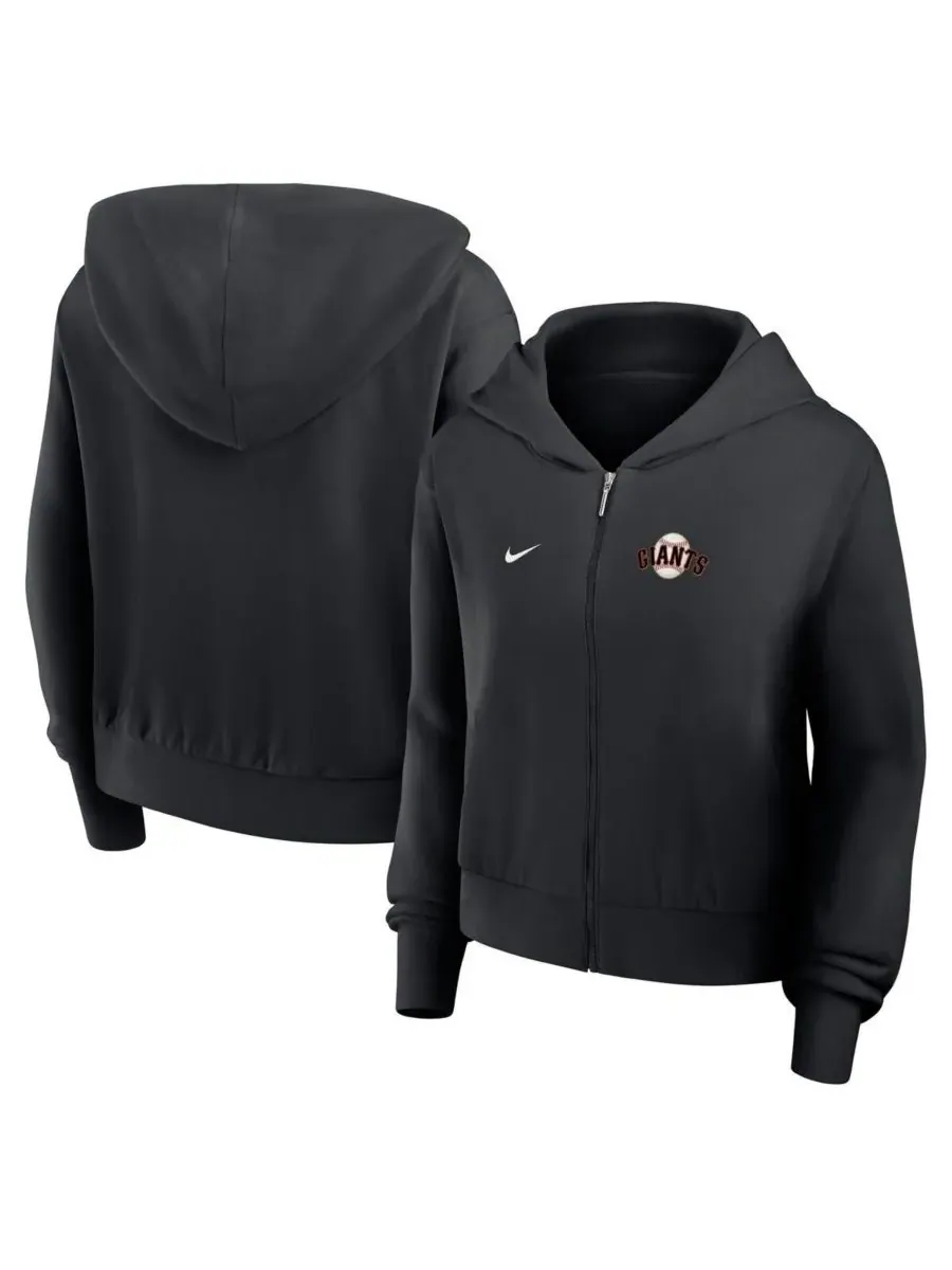 Nike Женская черная укороченная толстовка на молнии с символикой San Francisco Giants — изображение 1 из 3, черный