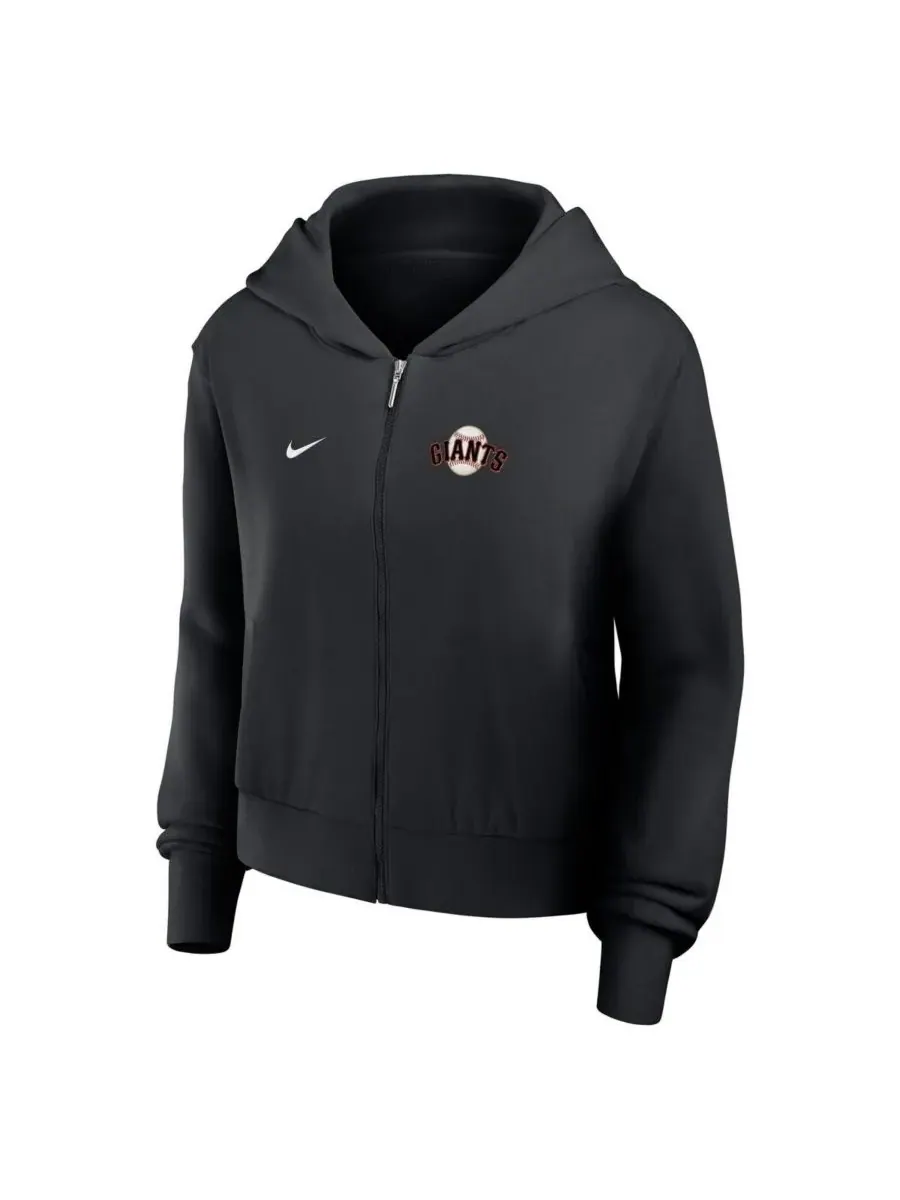 Nike Женская черная укороченная толстовка на молнии с символикой San Francisco Giants — изображение 2 из 3, черный