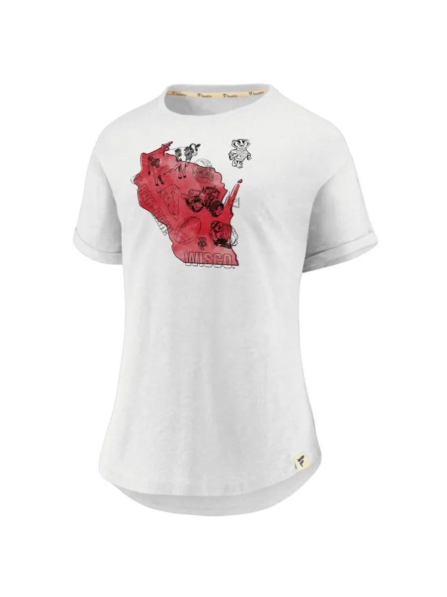 Fanatics Женская белая футболка Wisconsin Badgers True Classics Home State — изображение 2 из 3, белый