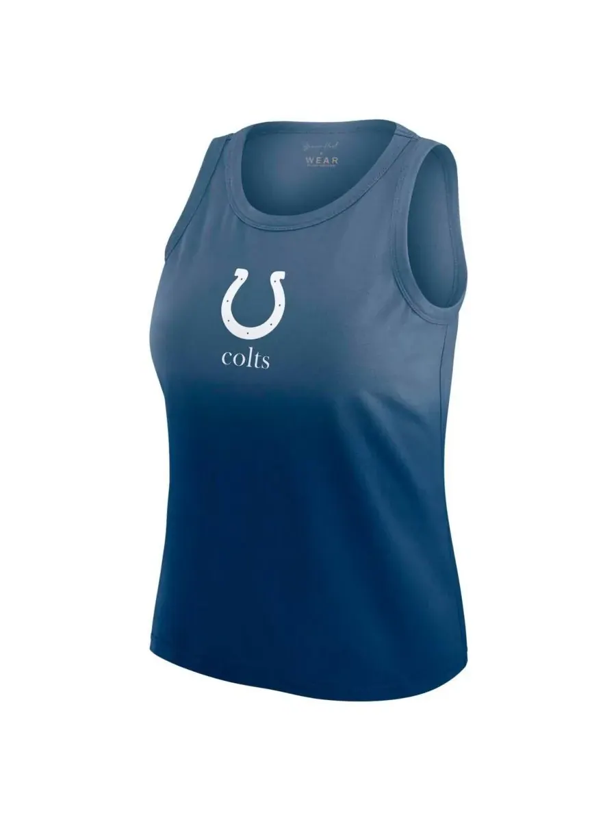 WEAR by Erin Andrews Женская майка Gracie Hunt Heather Navy Indianapolis Colts Ombre Tank Top — изображение 3 из 3