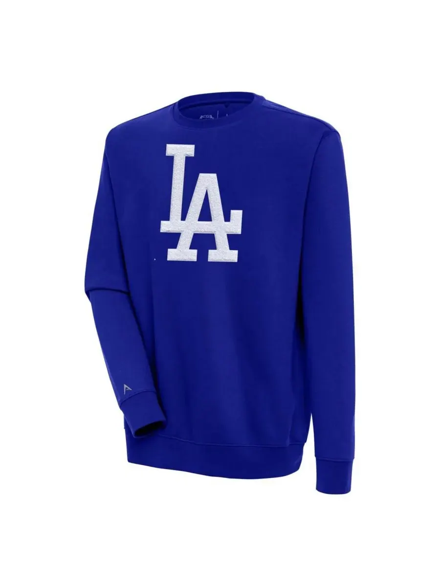 Antigua Мужская толстовка с круглым вырезом из синели с символикой команды Los Angeles Dodgers Royal — изображение 1 из 1