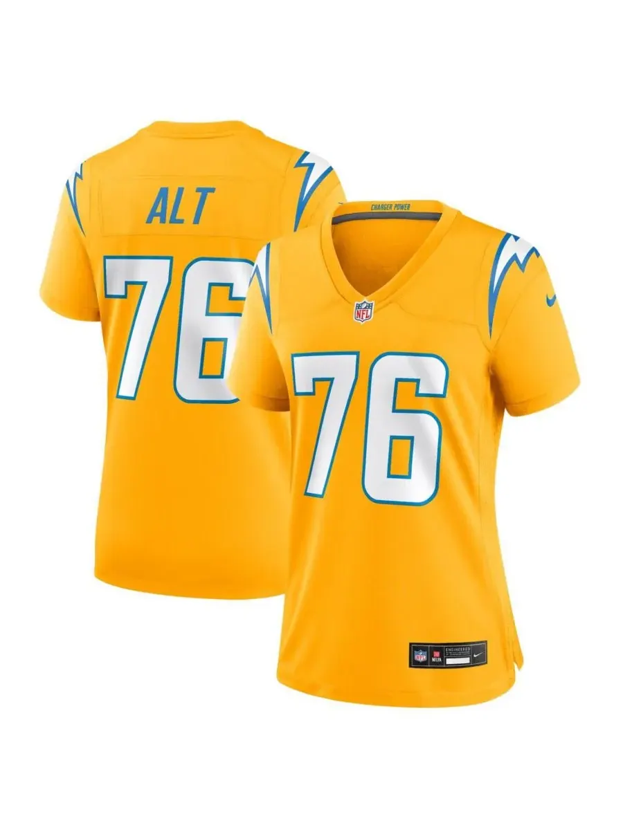 Nike Женская женская футболка Joe Alt Gold Los Angeles Chargers Alternate Charger Power Game Jersey — изображение 1 из 3
