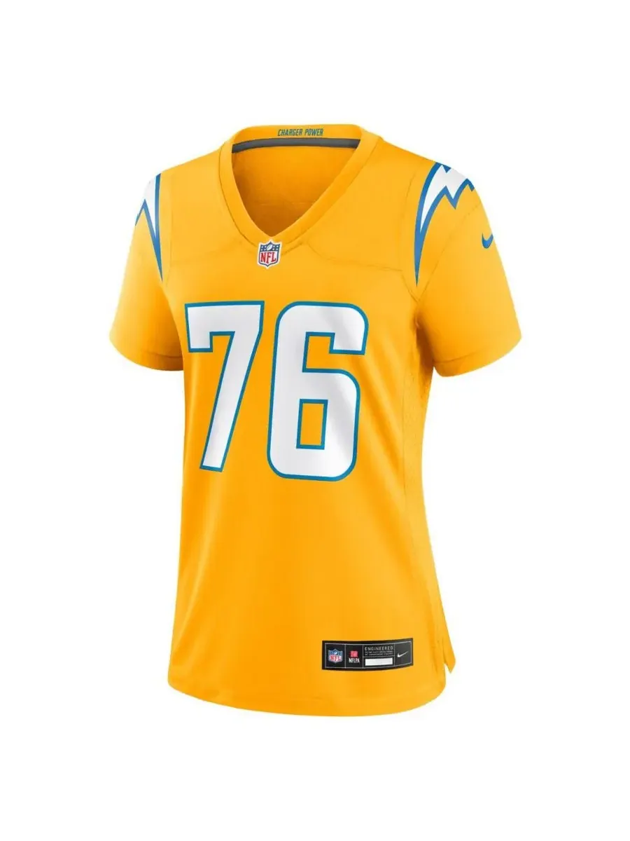 Nike Женская женская футболка Joe Alt Gold Los Angeles Chargers Alternate Charger Power Game Jersey — изображение 2 из 3