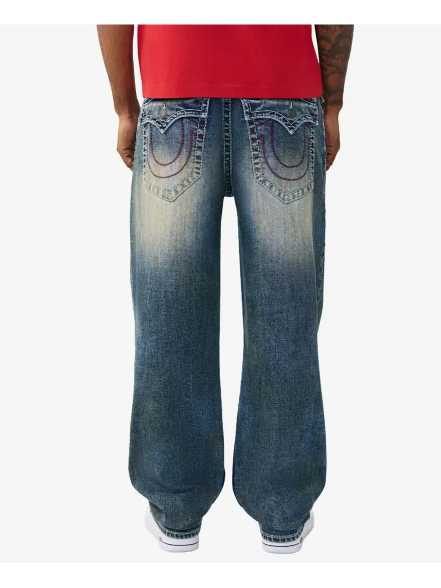Мужские джинсы свободного кроя стандартного размера True Religion, chainlink distress темно-wash — изображение 1 из 3