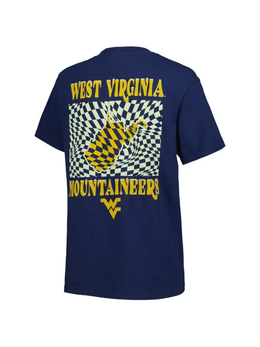 Image One Женская темно-синяя футболка West Virginia Mountaineers Comfort Colors с клетчатым — изображение 2 из 3