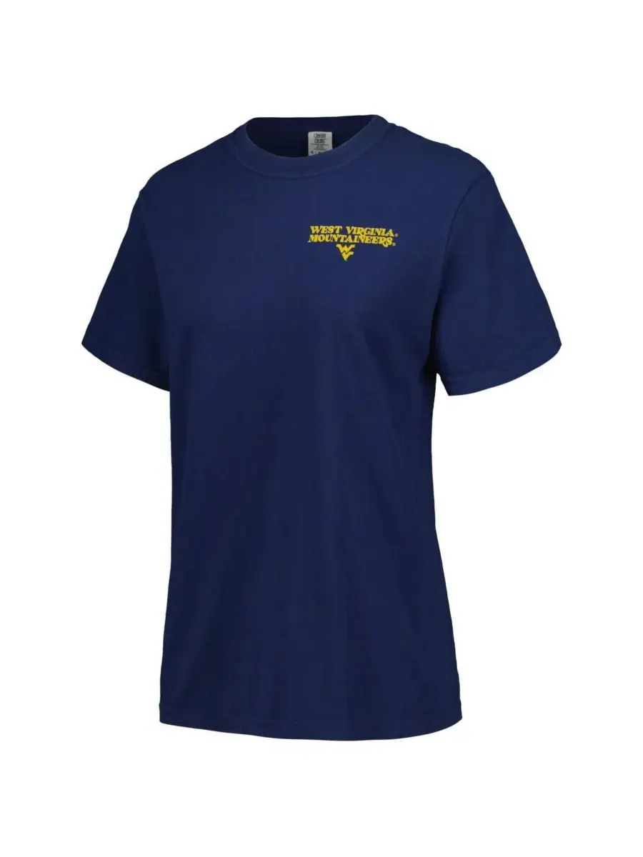 Image One Женская темно-синяя футболка West Virginia Mountaineers Comfort Colors с клетчатым — изображение 3 из 3