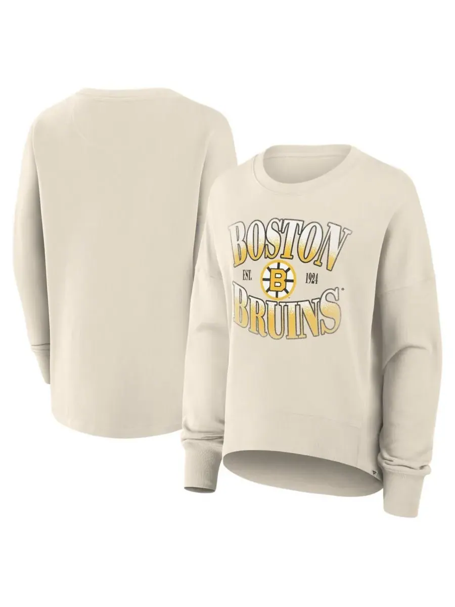 Fanatics Женская кремовая толстовка-пуловер Boston Bruins в винтажном стиле с принтом "ломтик" — изображение 1 из 3, бежевый