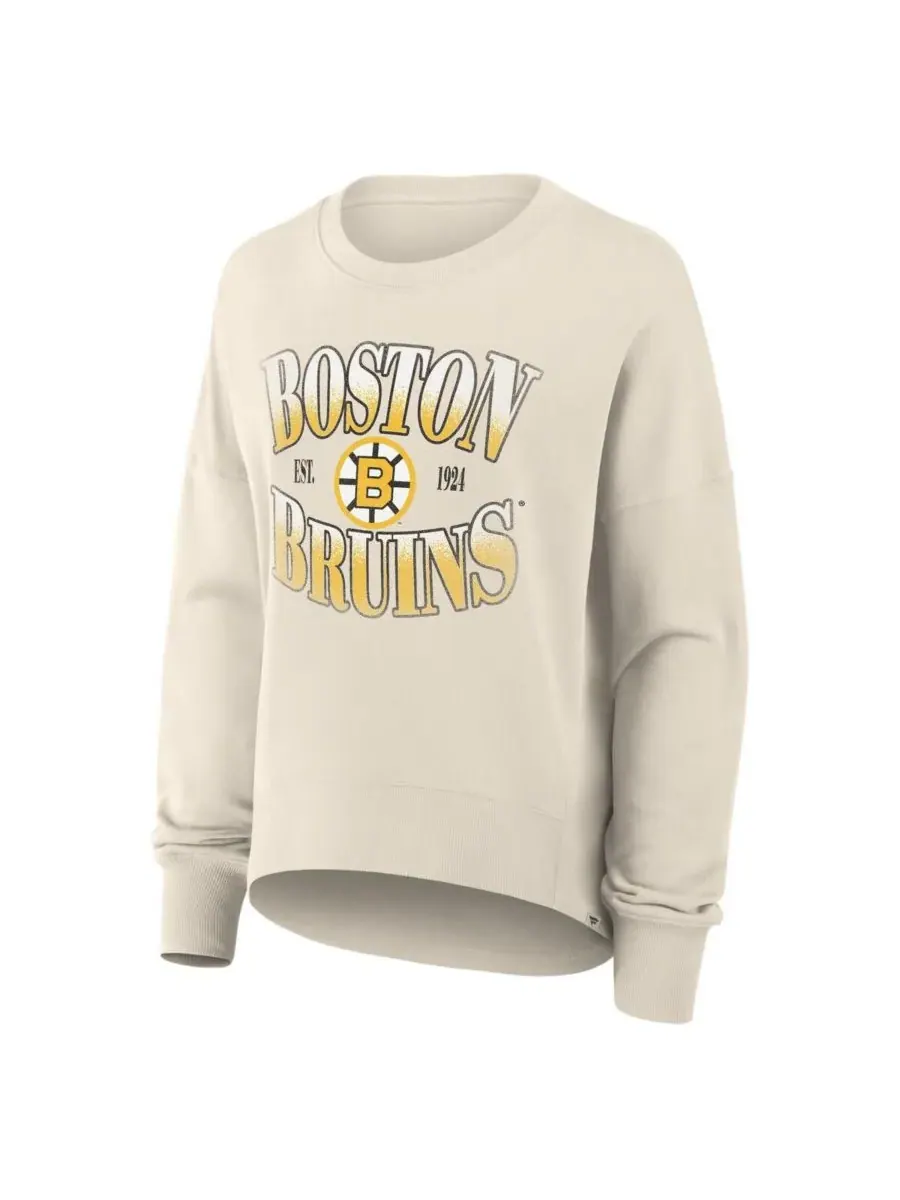 Fanatics Женская кремовая толстовка-пуловер Boston Bruins в винтажном стиле с принтом "ломтик" — изображение 2 из 3, бежевый