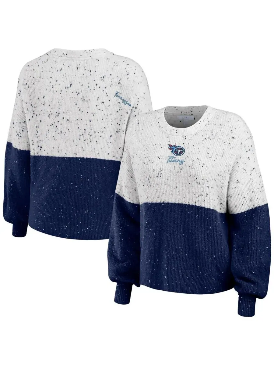 WEAR by Erin Andrews Женский белый/темно-синий пуловер с цветными блоками в стиле Tennessee Titans — изображение 1 из 3