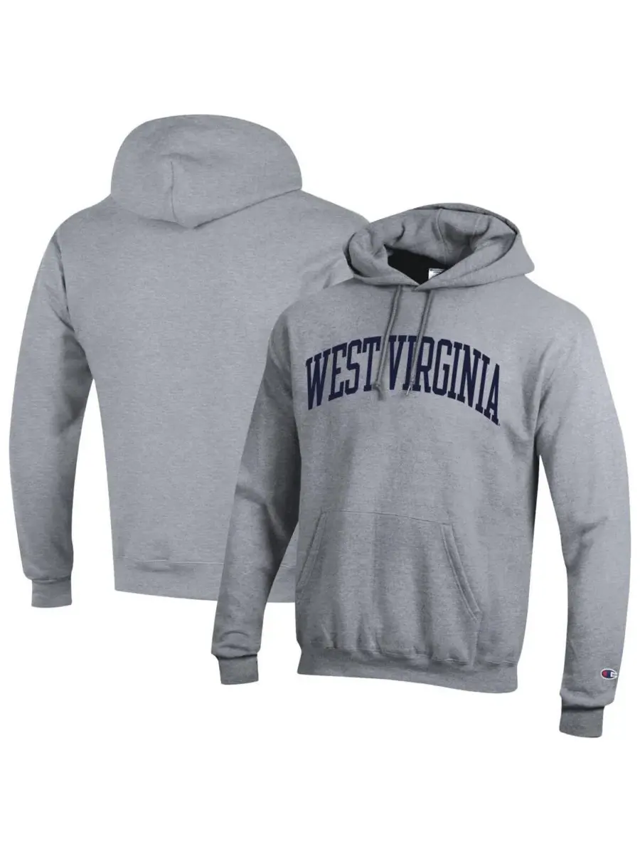Champion Мужская флисовая толстовка с капюшоном West Virginia Mountaineers Basic Arch серого цвета — изображение 1 из 3