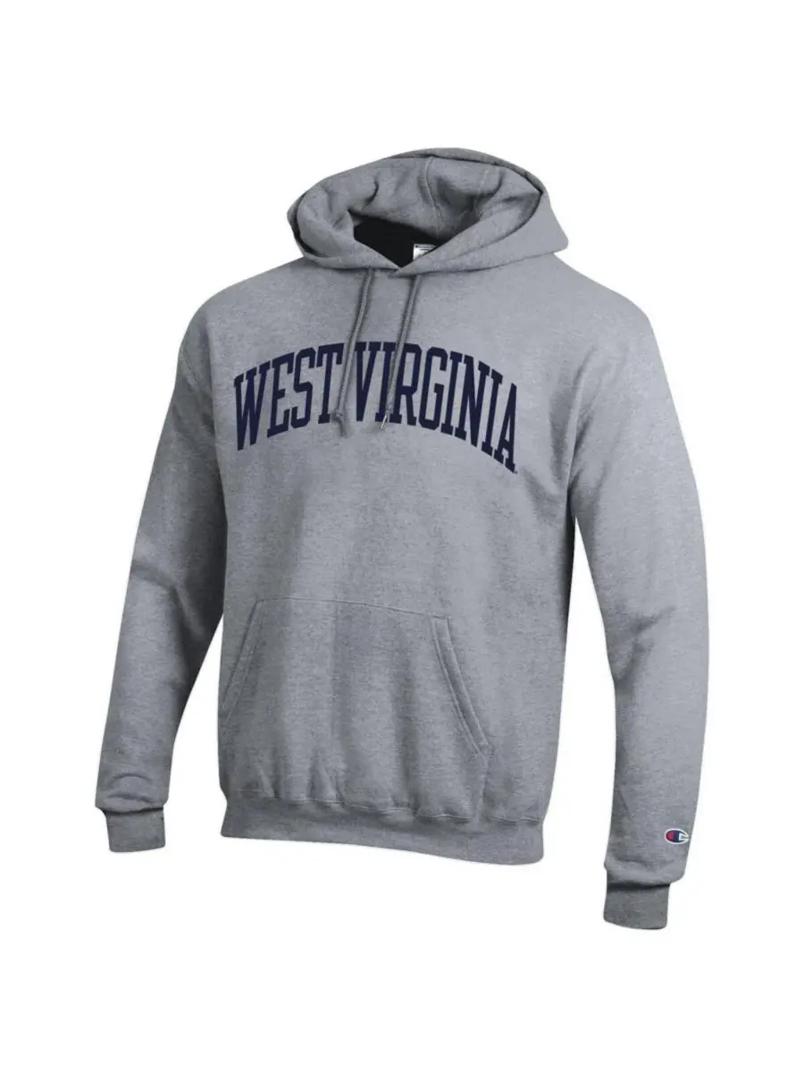 Champion Мужская флисовая толстовка с капюшоном West Virginia Mountaineers Basic Arch серого цвета — изображение 3 из 3