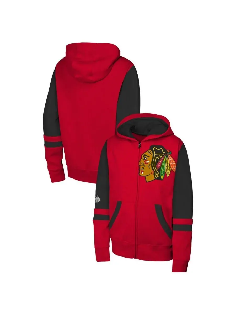 Outerstuff Красная толстовка на молнии с изображением команды Chicago Blackhawks Face Off для — изображение 1 из 3, красный
