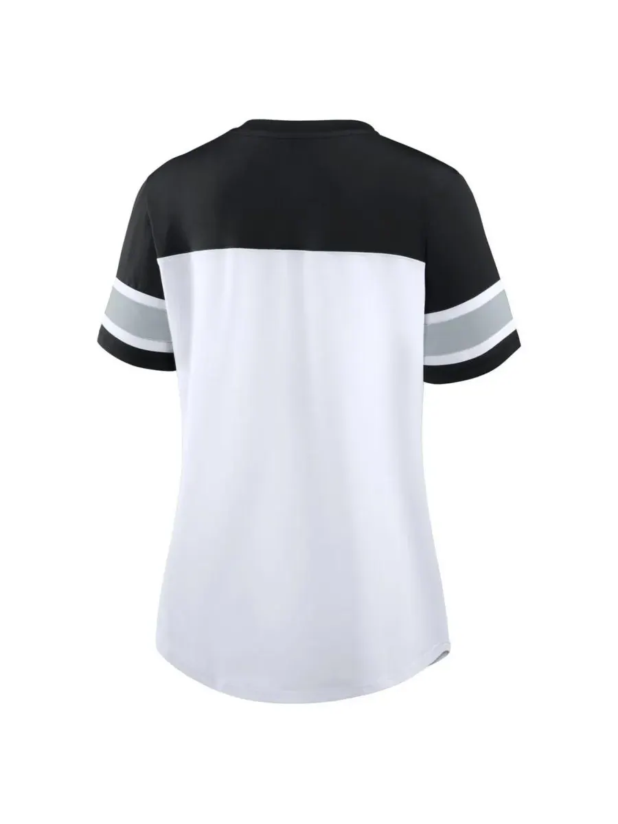 Fanatics Женская белая/черная футболка Las Vegas Raiders Athena с V-образным вырезом и шнуровкой — изображение 3 из 3