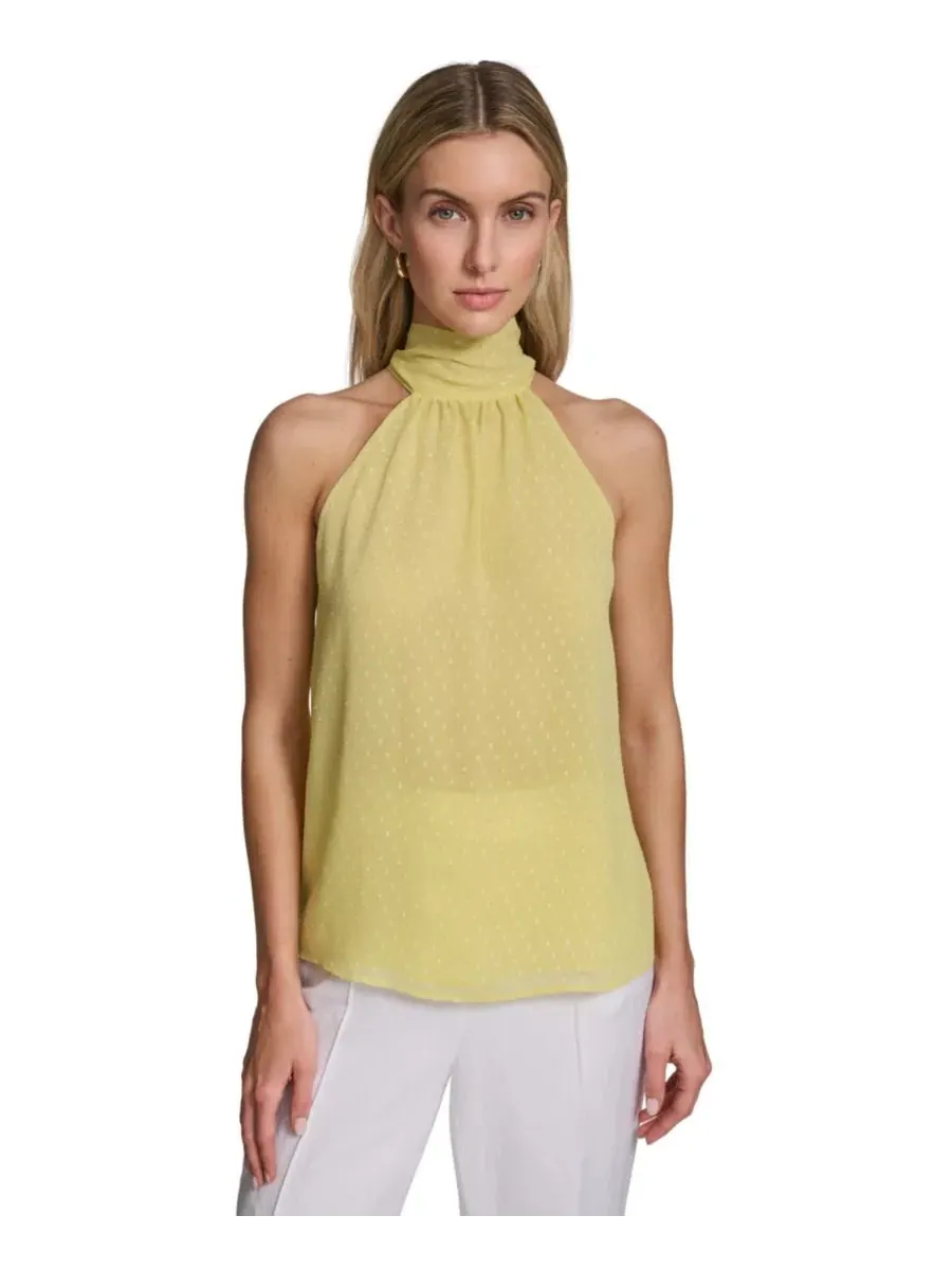 Женская плиссированная водолазка без рукавов Calvin Klein, Pear — изображение 1 из 6