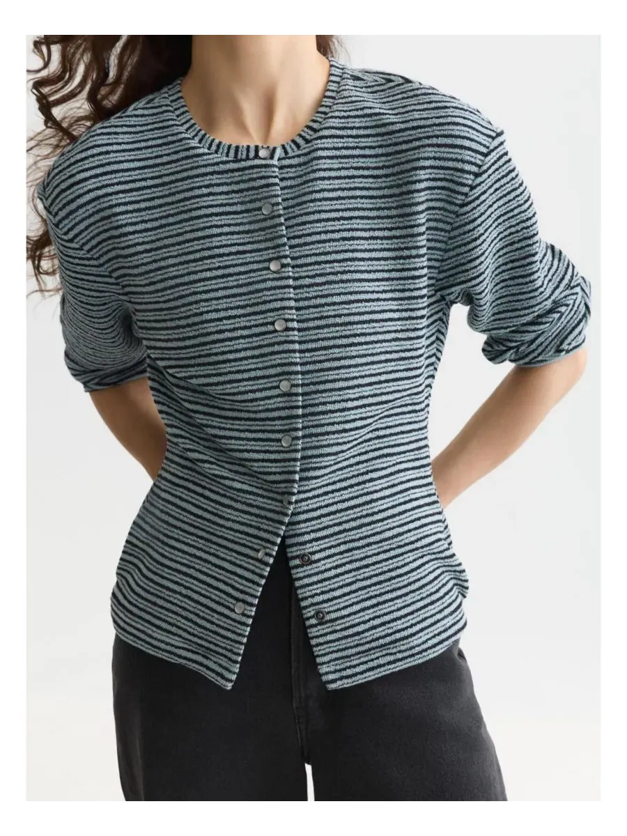 Женская толстовка Scotch and Soda в полоску с пуговицами SCOTCH & SODA, Arona Stripe — изображение 1 из 4