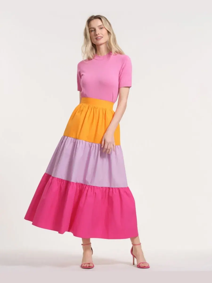 Женская длинная многоярусная юбка макси на резинке Isaac Mizrahi, Plaid-Ish — изображение 2 из 3