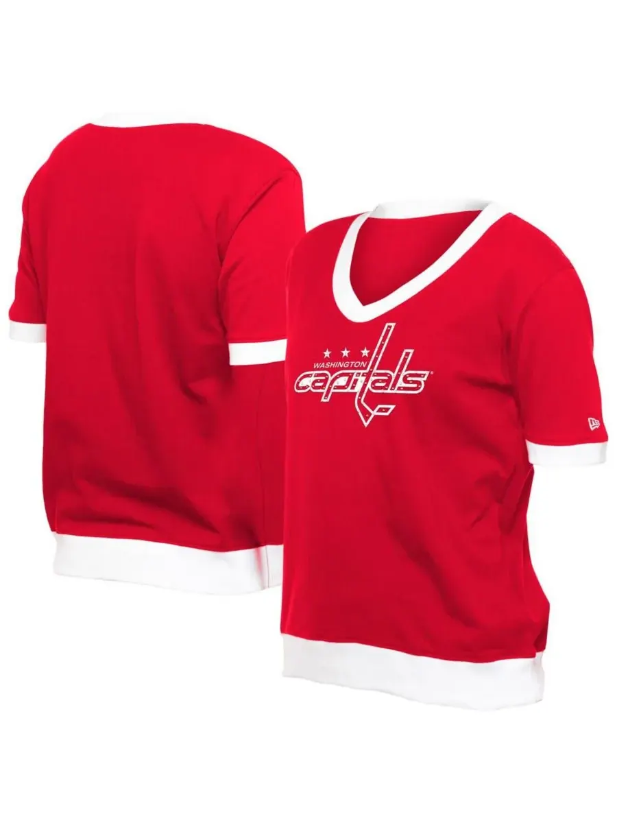 New Era Женская красная футболка Washington Capitals Game Day Rhinestuds