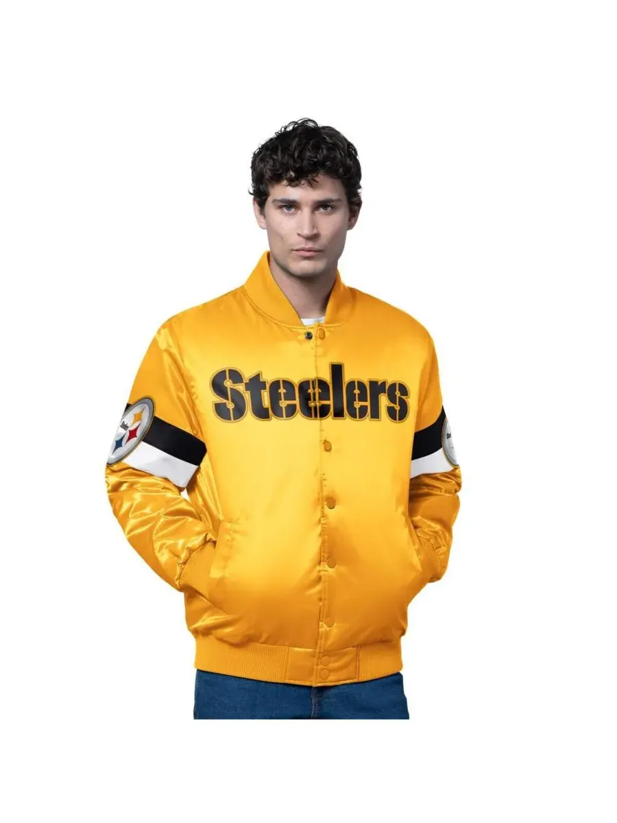 Мужская золотистая университетская куртка Pittsburgh Steelers Triple Option с застежкой на все — изображение 1 из 2, золото