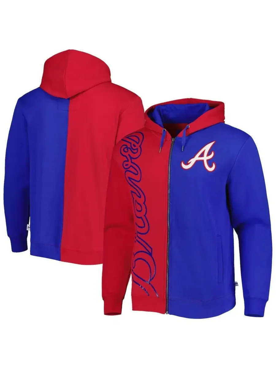 Mitchell & Ness Мужская красная флисовая толстовка на молнии с надписью "Atlanta Braves" цвета — изображение 1 из 3, красный