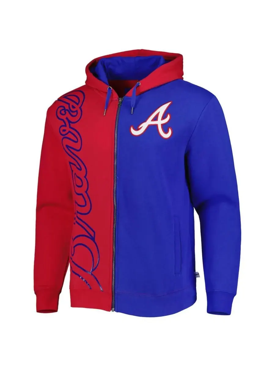 Mitchell & Ness Мужская красная флисовая толстовка на молнии с надписью "Atlanta Braves" цвета — изображение 3 из 3, красный