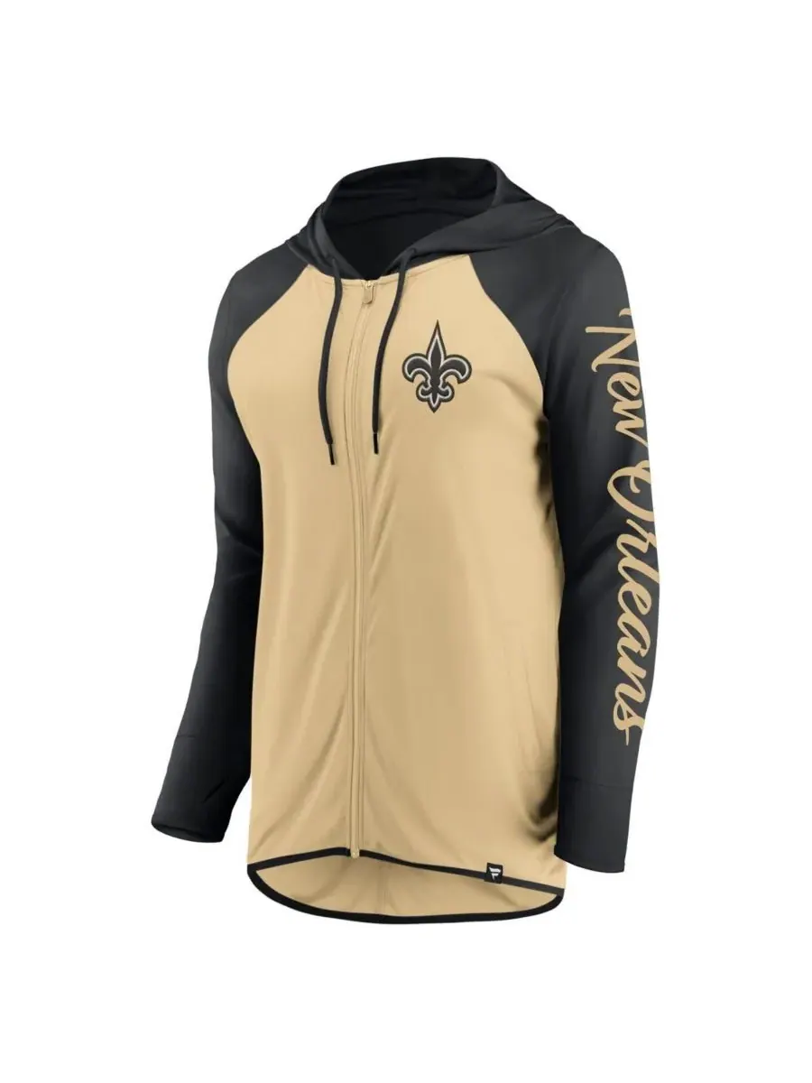 Fanatics Женская толстовка на молнии золотисто-черного цвета с надписью New Orleans Saints — изображение 2 из 3