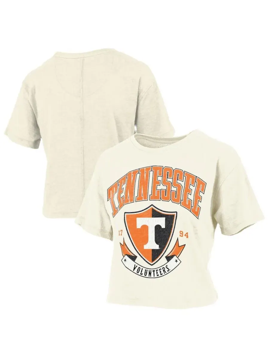 Pressbox Женская укороченная футболка кремового цвета с винтажным принтом "Tennessee Volunteers — изображение 1 из 3, бежевый