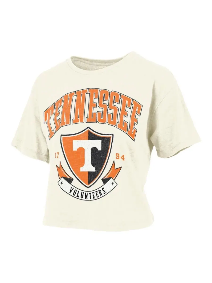 Pressbox Женская укороченная футболка кремового цвета с винтажным принтом "Tennessee Volunteers — изображение 2 из 3, бежевый