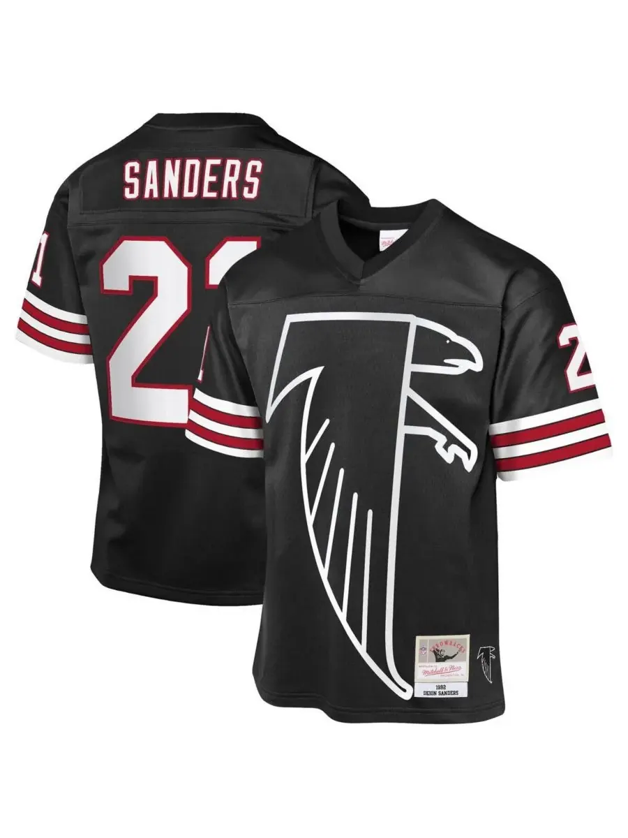 Mitchell & Ness Детская футболка Big Boys and Girls Deion Sanders Black Atlanta Falcons 1992 — изображение 1 из 3, черный