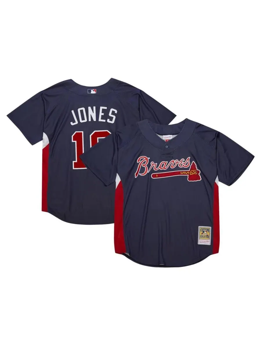 Mitchell & Ness Мужская тренировочная футболка Mitchell Ness Chipper Jones темно-синего цвета с — изображение 1 из 4