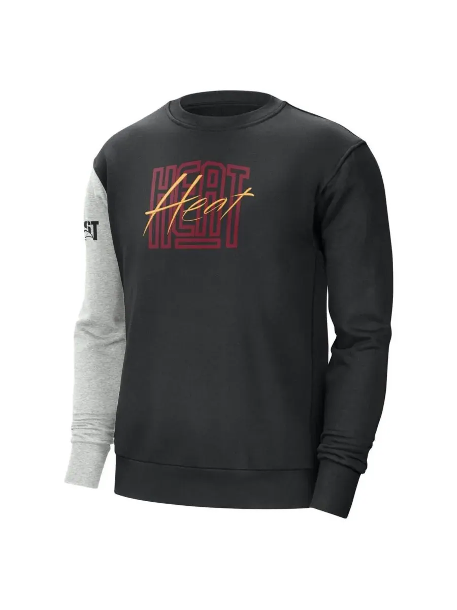 Nike Мужская черная/серая меланжевая толстовка Miami Heat Courtside Versus Force Flight — изображение 2 из 3, черный серый