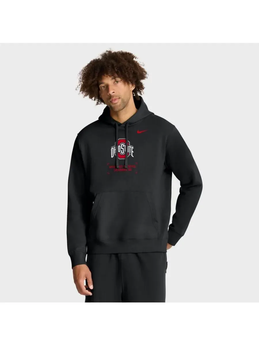 Nike Мужская черная флисовая толстовка с капюшоном Ohio State Buckeyes Basketball Two-Hit Club — изображение 1 из 5, черный