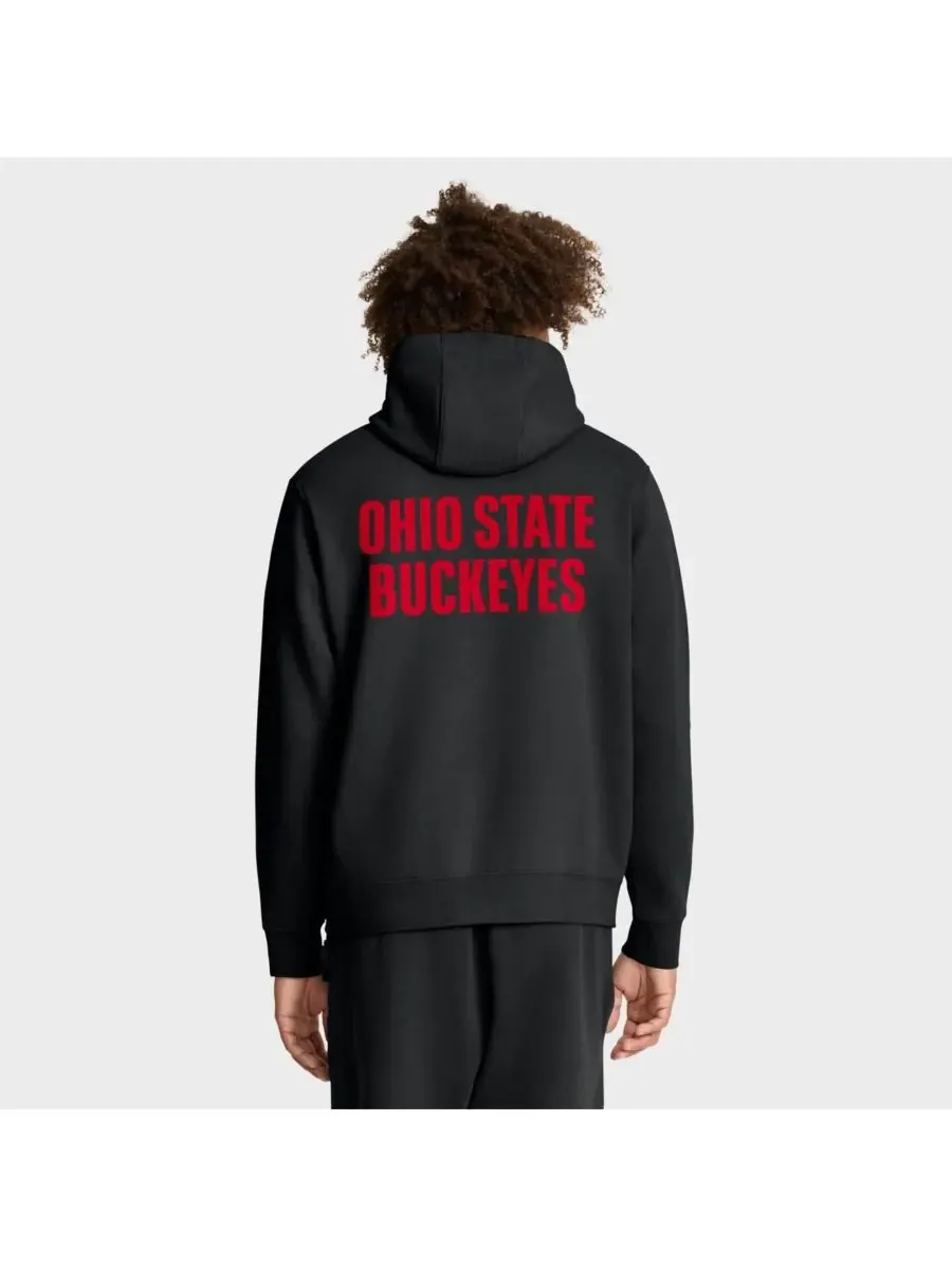 Nike Мужская черная флисовая толстовка с капюшоном Ohio State Buckeyes Basketball Two-Hit Club — изображение 2 из 5, черный