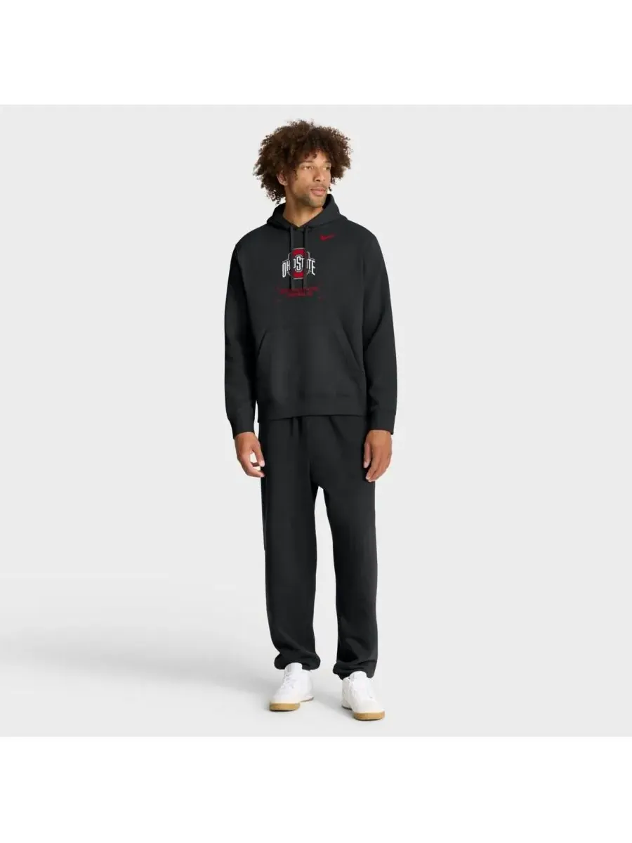 Nike Мужская черная флисовая толстовка с капюшоном Ohio State Buckeyes Basketball Two-Hit Club — изображение 3 из 5, черный